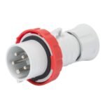 FICHE MOBILE DROITE HP - IP66/IP67/IP68/IP69 - 3P+N+T 32A 380-415V 50/60HZ - ROUGE - 6H - CÂBLAGE À VIS