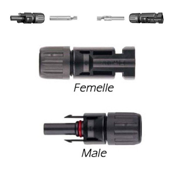 Paire (Male/Femelle) Connecteur du câble solaire MC4